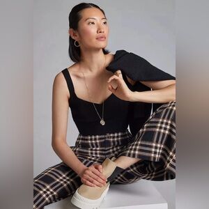 Anthropologie Maeve 100% Cashmere Cropped Sweater Tank SIZE Small Black